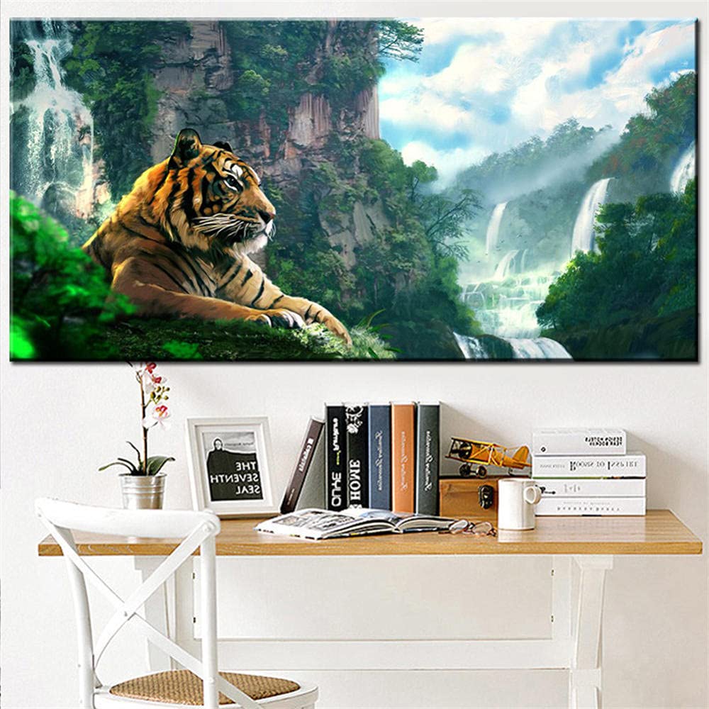 Broderie diamant tigre grand format 60x120 cm avec strass carrés complets pour décoration
