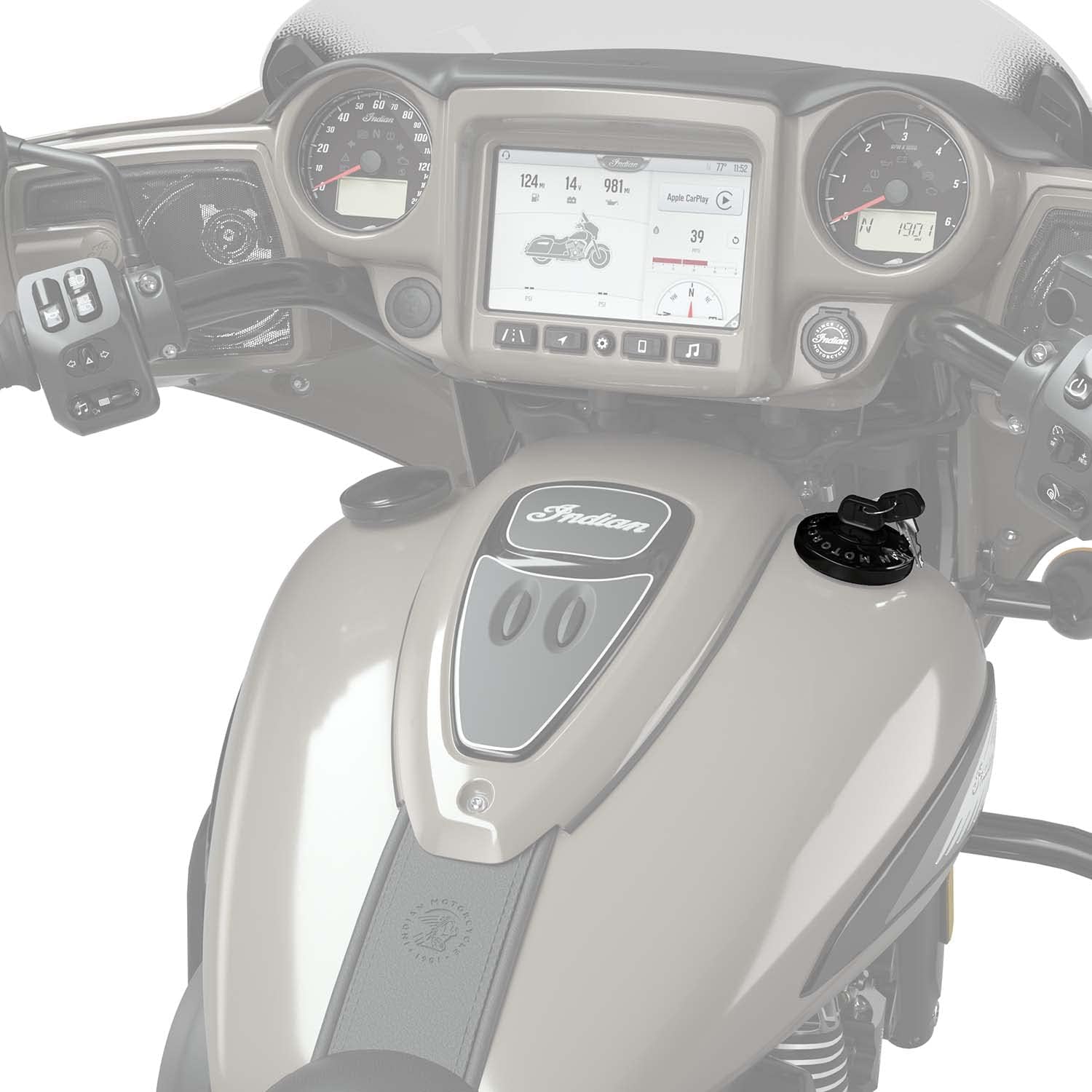 Indian Motorcycle Gas Cap Locking With Keys, Black, for Specific Chief, Super Chief, Sport Chief, Chieftain, Roadmaster, Springfield Models and More, for Security, Custom Style - 2884600-266