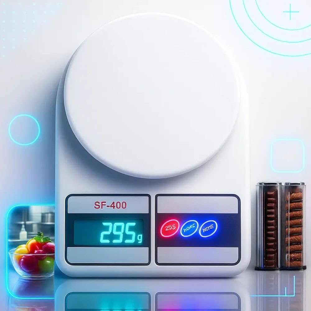 Balança de Cozinha Digital Fit para Alimentos com Visor Altamente Resistente a Água e Base Antiderrapante Pesagem de 1g ate 10kg Premium