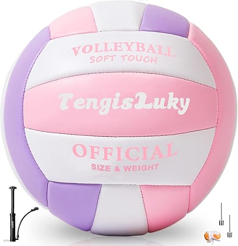 Vista 10 de Kit de voleibol suave al tacto, tamaño oficial 5, pelota de voleibol de piel sintética, para jugar al aire libre/interior, juego de playa