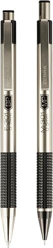 Miniatura 2 de Zebra Pen Juego de escritura de acero inoxidable, lápiz mecánico M-301 y lápiz mecánico F-301, agarre negro, paquete de 2