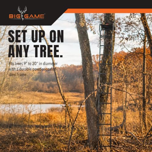 Image of BIG GAME Warrior DXT Ladder Whitetail Deer Elk Mule Above Hunting Outdoors Flex-Tek Seat 17' Tall 1-Person Tree Stand