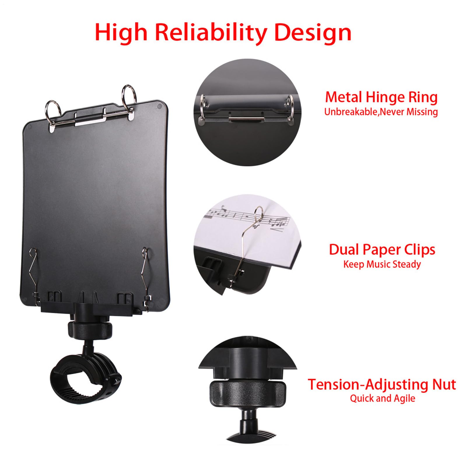 Lira Para Trombón: Fácil Y Ergonómico, Soporte Para Música De Lira De Marcha, Abrazadera Duradera Para Partituras De Instrumentos, Para Trompeta, Escenario, Ensayo, Desfile, Estadio, Práctica, Mú