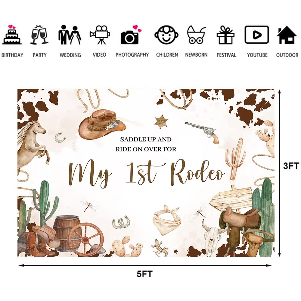 AIBIIN 7x5ft My First Rodeo Birthday Backdrop Western Cowboy 1st Birthday - View #8