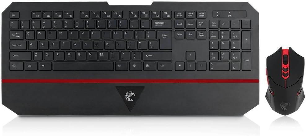 Full Size Wireless Gaming Keyboard and Mouse Combo Set for Desktop / Laptop / PC Ultra Slim with LED Optical backlight QWERTY