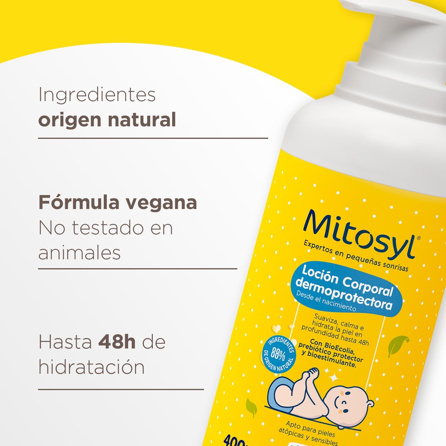 Mitosyl, Loción Corporal Dermoprotectora, Hidratación Profunda, Piel Sensible y Atópica, Fórmula Vegana con Manteca de Karité, 400ml