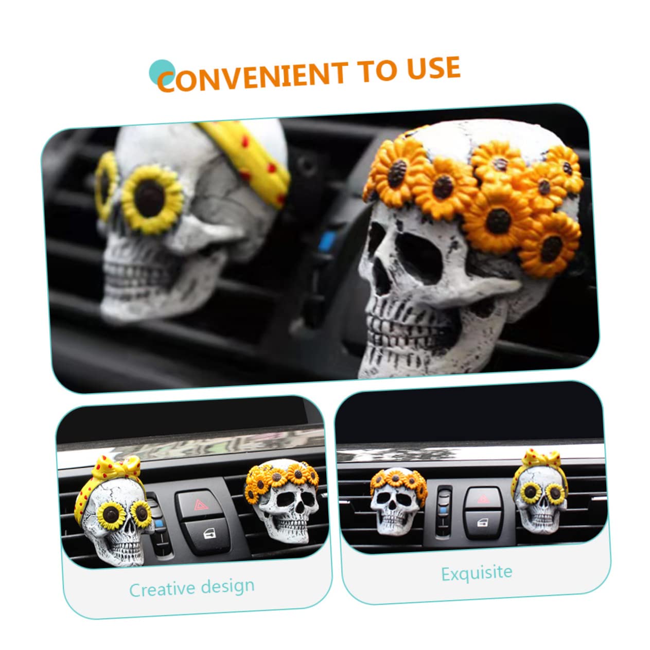 Gatuida 6 Piezas Coche Cabeza Fantasma Aromaterapia Difusor De Aroma Ambientador Automático Ambientador De Aire Divertido Coche Difusor Clip De Ventilación Difusor De Ventilación De Aire