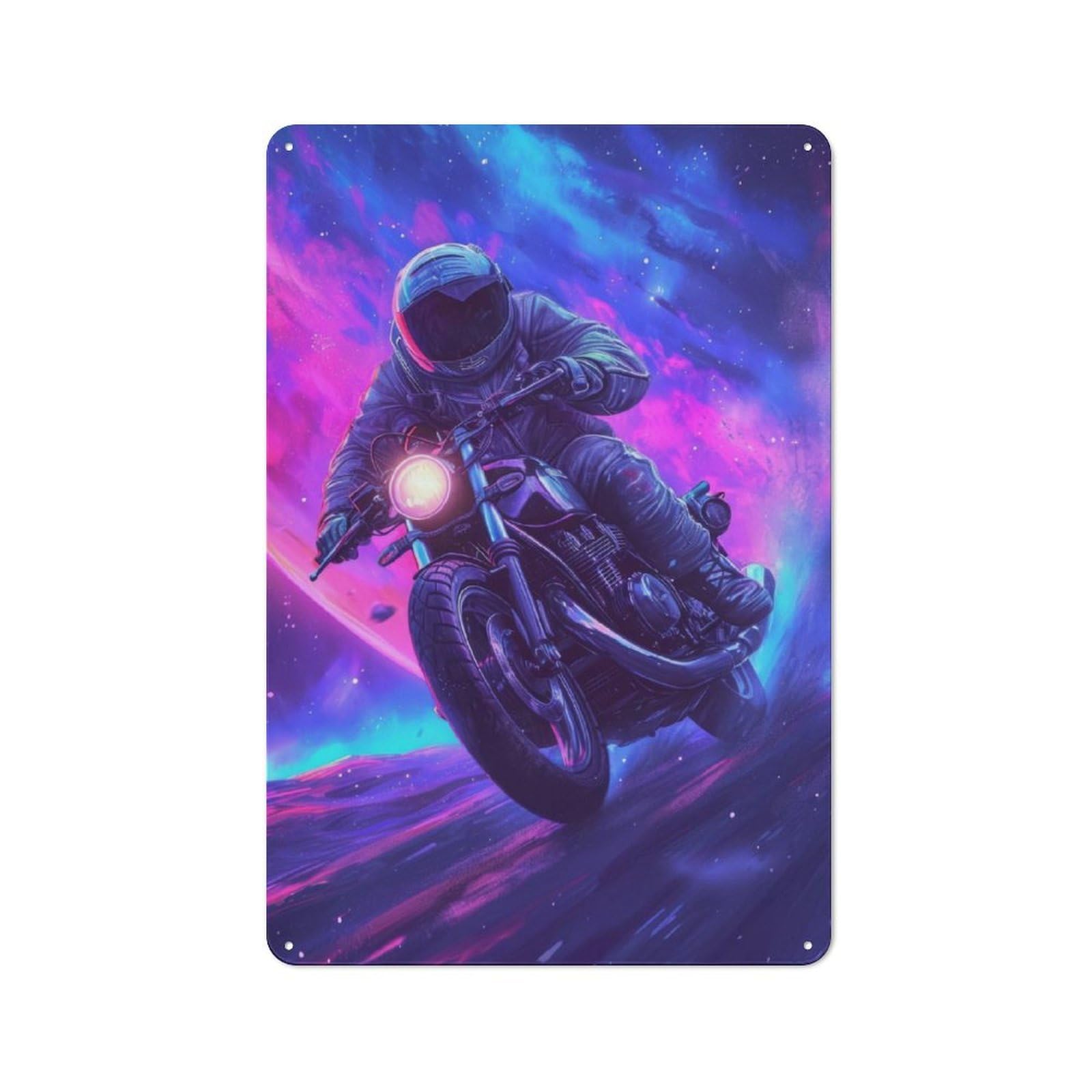 Junmoney Astronaut Motor In Space Metal Plaque 30X20cm With For Pub Or Café, Retro Decor, For Pub Decor Enthusiasts Refreshing A Room In Autumn