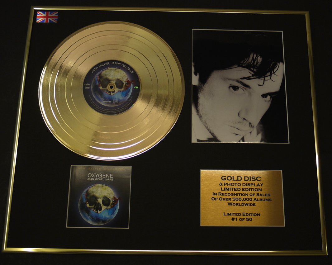 Jean Michel Jarre/CD GOLD DISC/RECORD & Foto Display/Ltd. Edition/COA/OXYGENE
