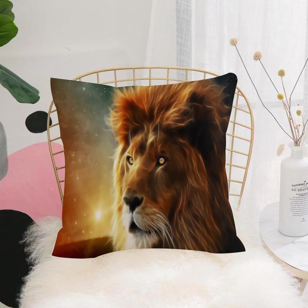 HYOSXW Cushion Cover,Throw Pillow Case Home Decorative for Living Room Bedroom Sofa Chair 16X16 Inch,African lion and night in Africa. African savannah moonlight landscape king of,Pillowcase 40X40cm
