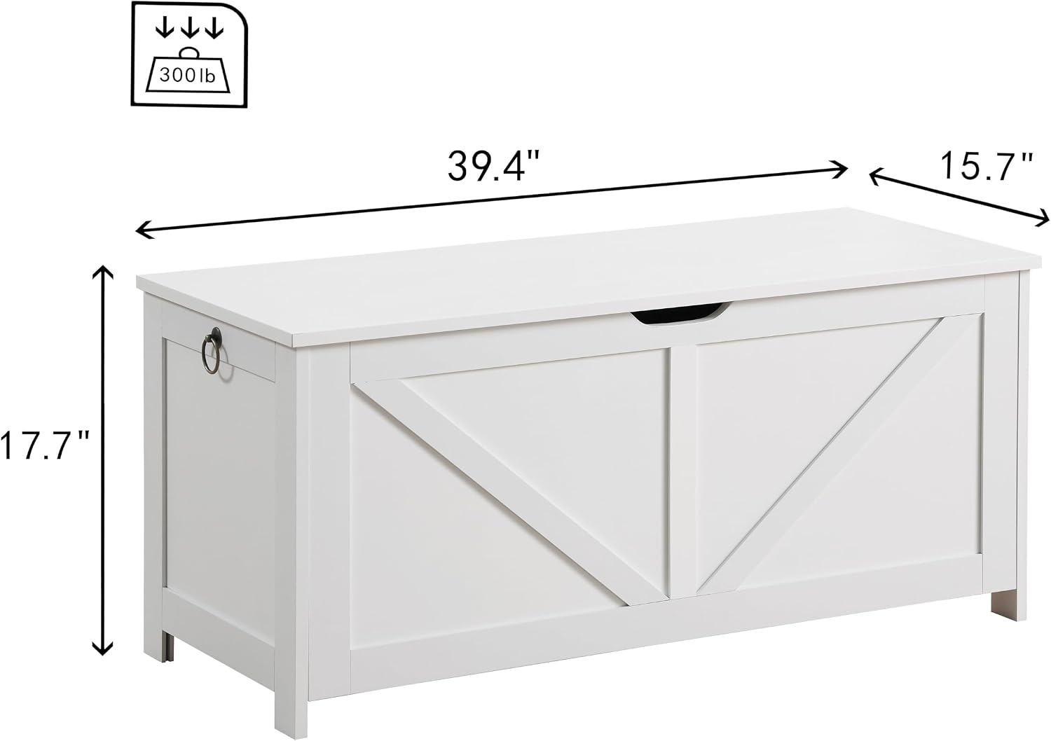 Storage Chest, Storage Bench, Retro Toy Box Organizer, Entryway Storage Bench with 2 Hinges, Easy Assembly, White