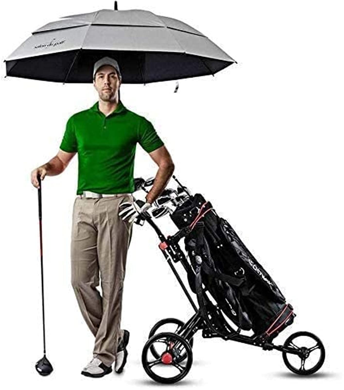 Carrito de Golf Carrito de Golf Plegable Ligero de 3 Ruedas con Mango de Empuje Ajustable y Tarjeta de puntuación, Carrito de Golf Plegable de 3 Ruedas, un Segundo para Abrir y CER