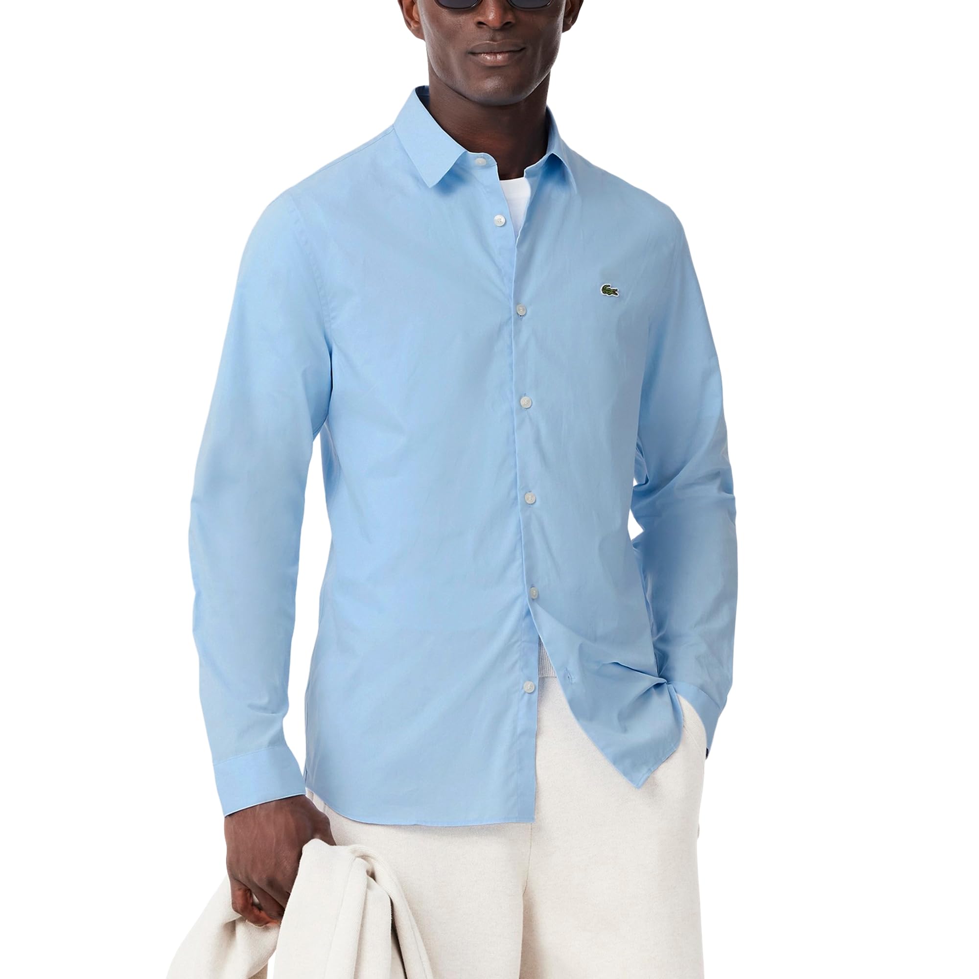 Lacoste Mens Long Sleeve Slim Fit Poplin Button Down Shirt