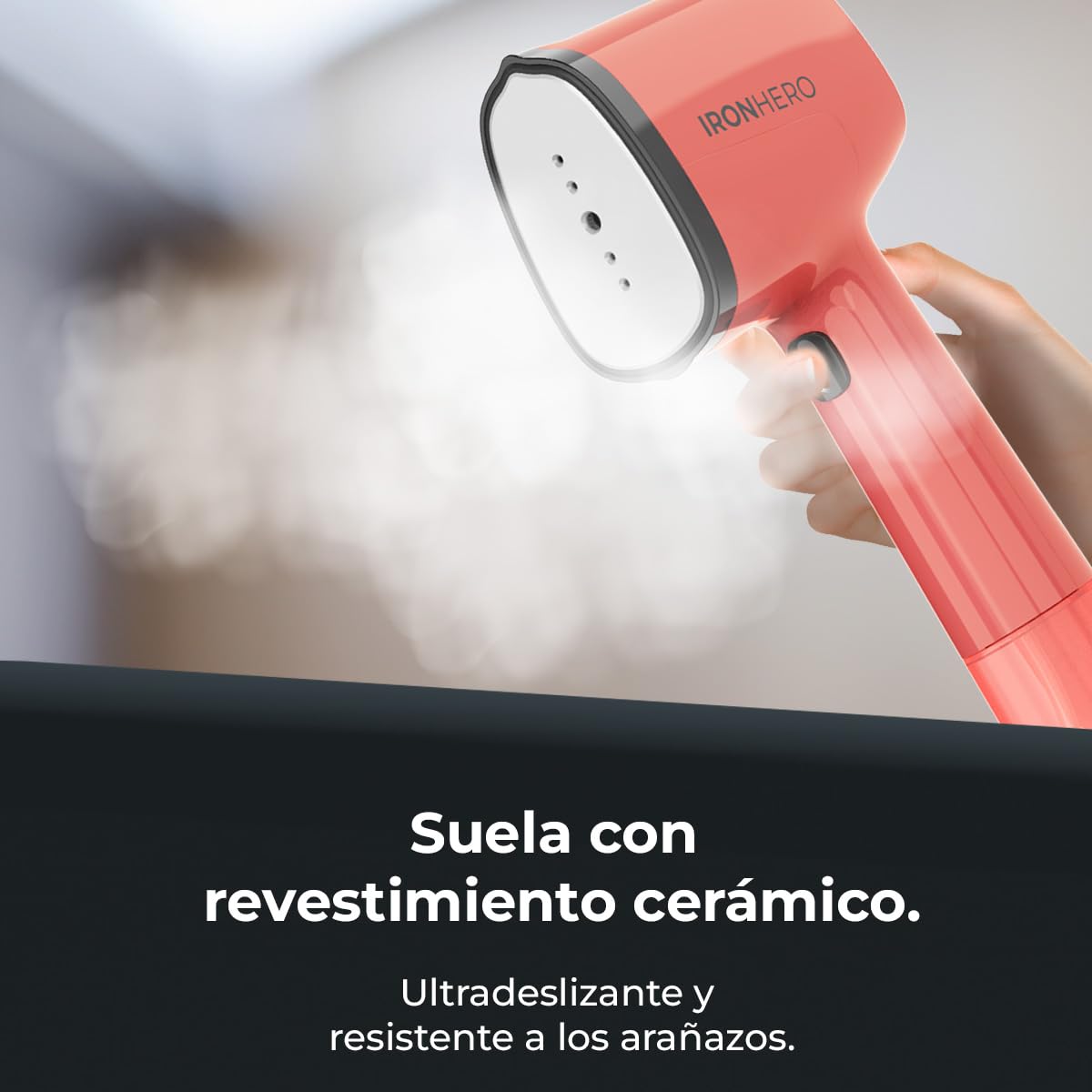 Cecotec Plancha Vertical Vapor IronHero V-1500 Essential Berry. 1500W, Suela Cerámica Ultradeslizante, Vapor Continuo 25g/min, 2 Modos, Calentamiento Rápido, Accesorio de Cepillo de Silicona