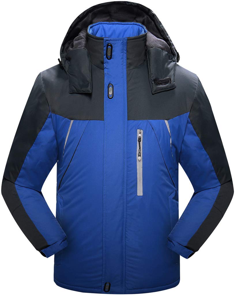 Bigasset Men's Fleece Lining Waterproof Jacket Outdoor Coat Multi-Pockets
