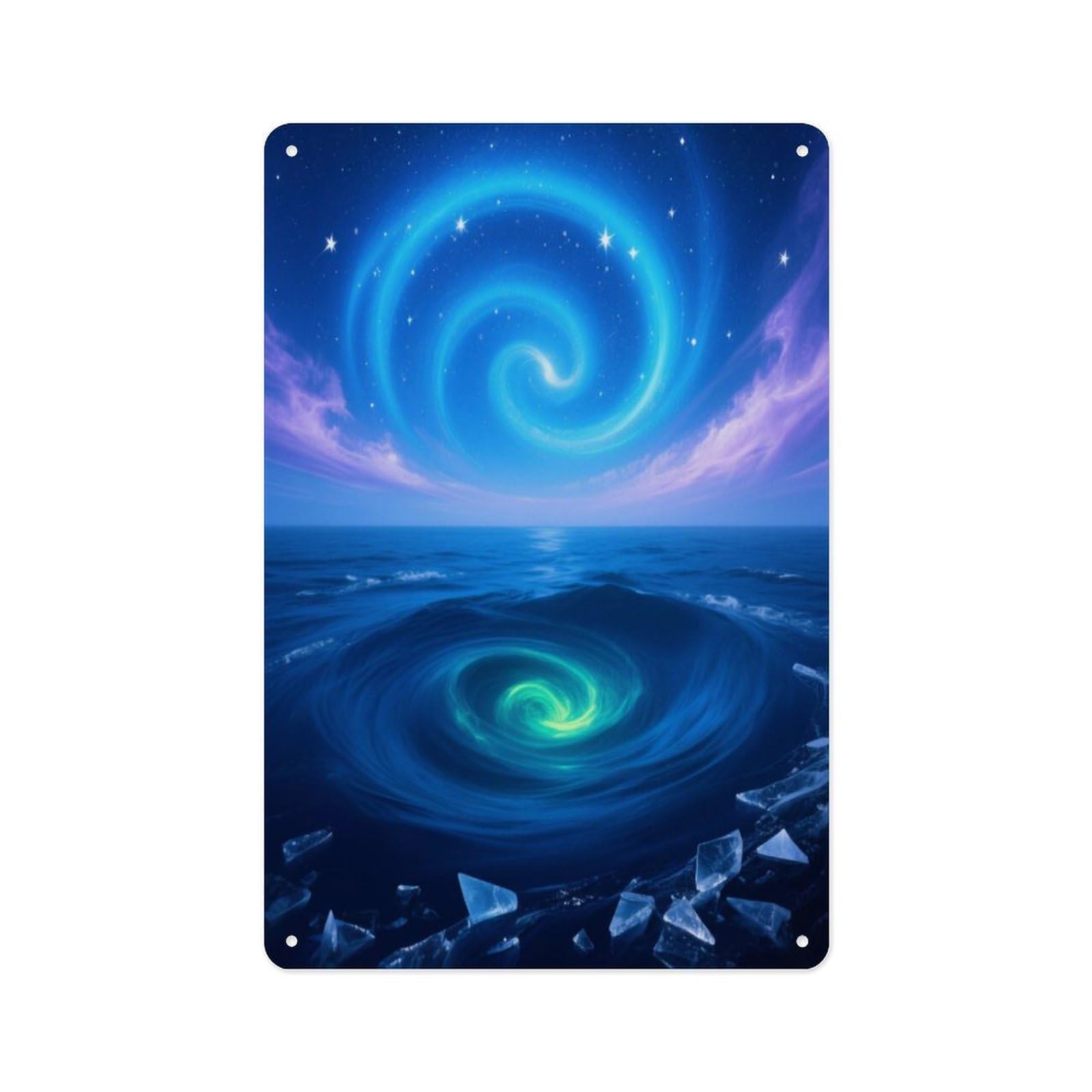 Fekiloot Style Ice Sea Double Vortex Wall Decor Metal Signs Tin Signs Poster