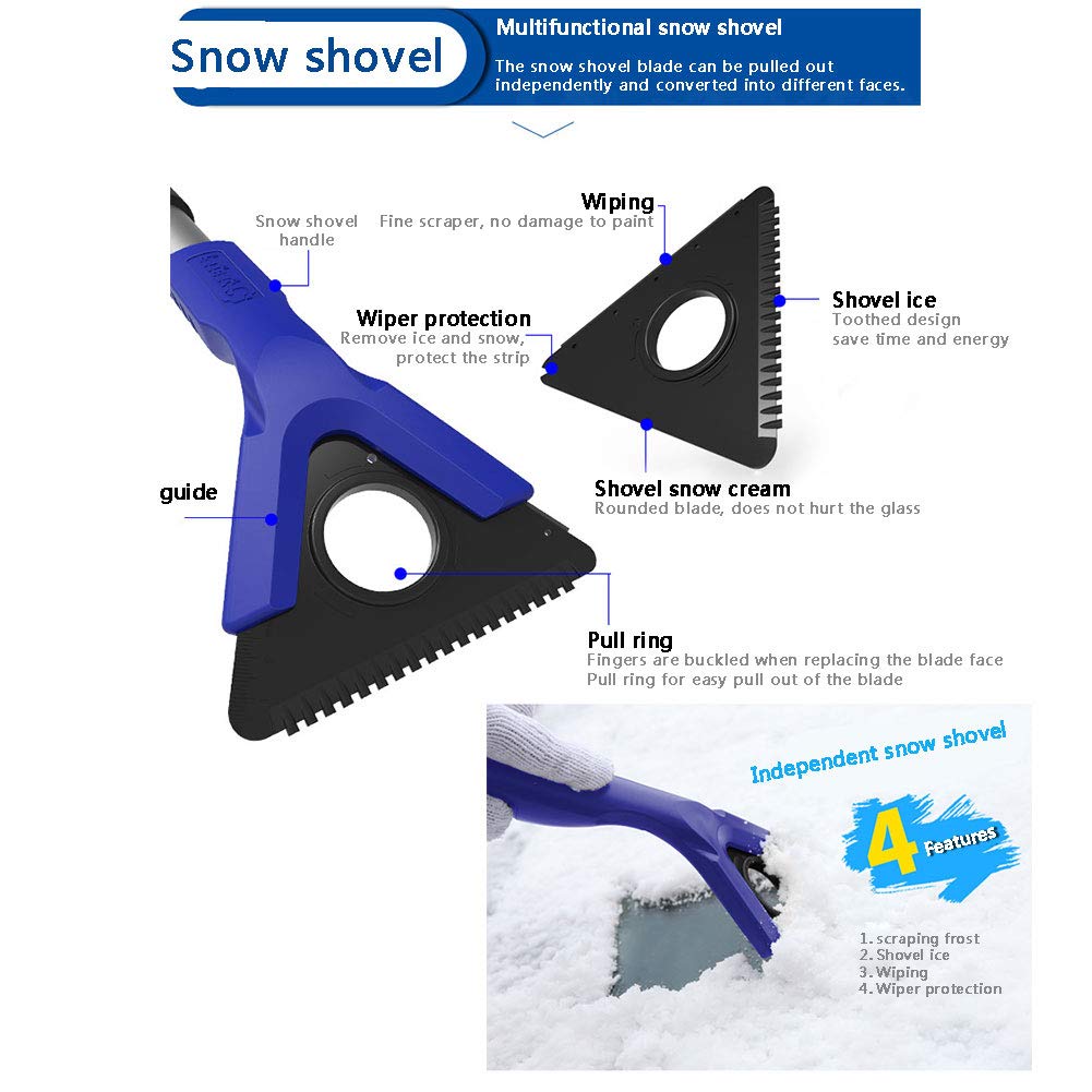 Spazzola da Neve Estensibile e Raschietto per Ghiaccio per Parabrezza Dell'auto per Automobili Camion Suv, Spazzola da Ghiaccio per Scopa per Raschietto (83-110 Cm Liberamente Regolabile)
