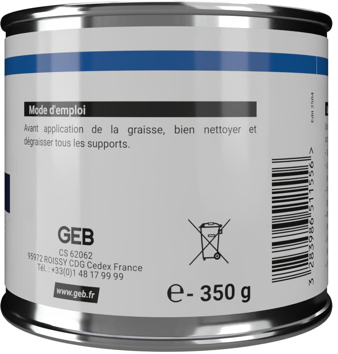 GEB Grasso grafitato per serratura, lubrificazione a secco e sigillatura di sistemi sottoposti ad alta temperatura o carico molto elevato - Vaso 350g