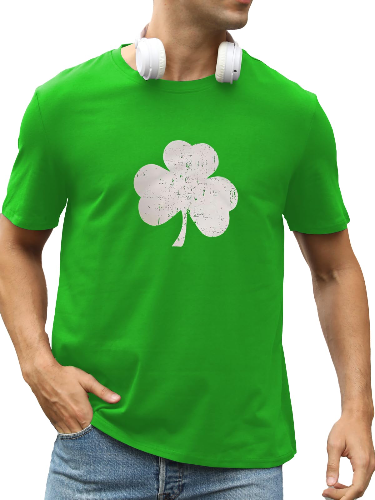 iudam Mens St Patrick's Day Shirts Irish Distressed Shamrock T-Shirt Lucky Tee