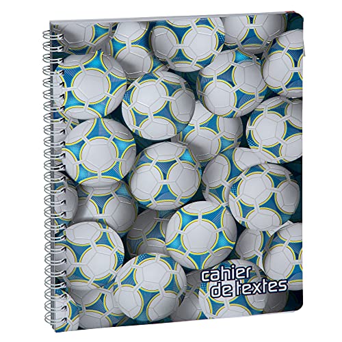 Exacompta - 999183E - Cahier de textes Sports - Couverture pelliculée avec spirale et onglets hebdomadaires détachables - 17 cm x 22 cm - Motif foot