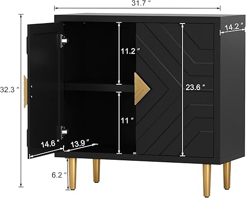 Miniatura 2 de HLR Armario de almacenamiento con 2 puertas, armario decorativo con puertas decorativas en relieve, aparador para sala de estar, cocina, comedor,