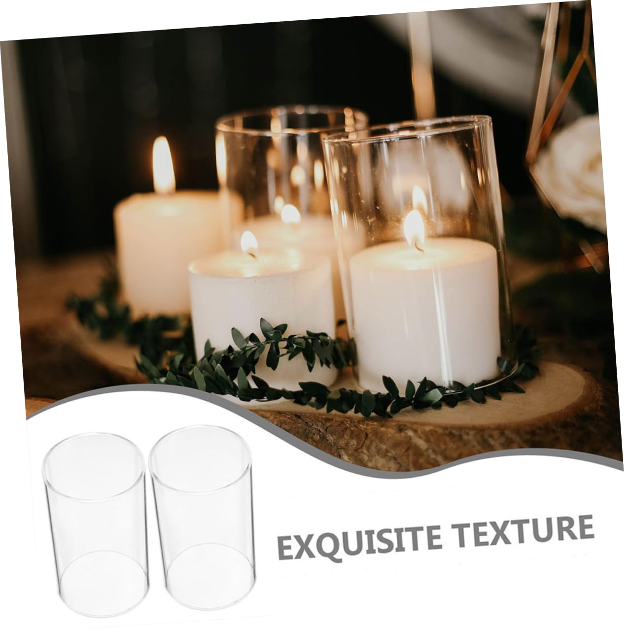 MAGICLULU Copri Candela in Vetro Trasparente, Cilindro Anti-vento, 4 Pezzi, per Candele e Luci Led, Decorazione Fai da Te Luce Calda