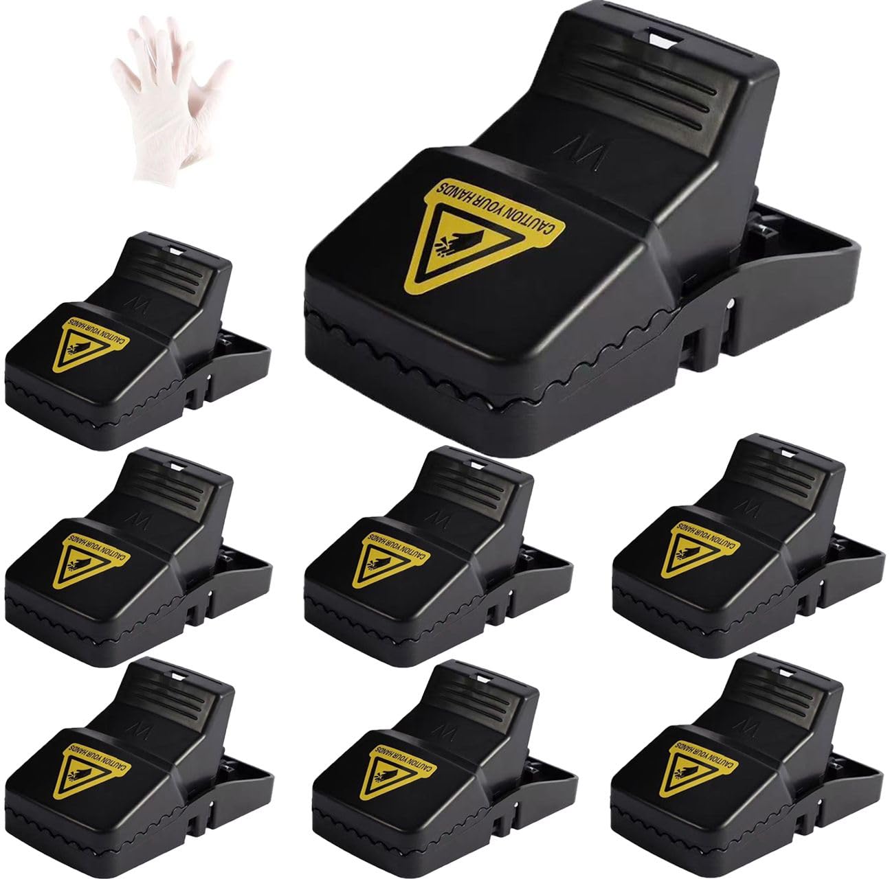 Cleaneaty Rat Traps - 8 x Heavy Duty Humane Rat Snap Trap That Kill Instantly for Indoors, Outdoor, and Gardens -14 CM Large Reusable Mouse Traps Rodent Solution with 1 Pair of Gloves