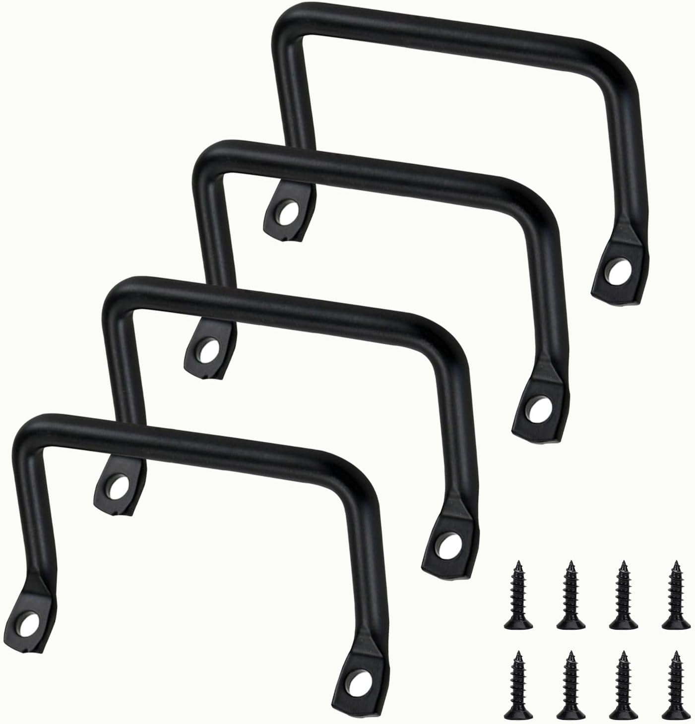GYGhaoho 4 Pcs Cutting Board Cabinet Hardware Handle Pull, Matte Black Cabinet Hardware Furniture Pulls, Metal Serving Tray Handles, Fruit Trays, Drawer Pulls Sliding Door Pulls