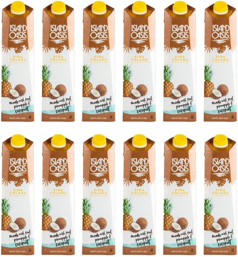 Island Oasis Pina Colada Fruit Puree Beverage Mix, 33.9 Fluid Ounce (Pack of 12)