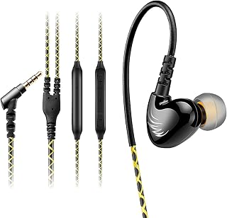 AGPTEK Over The Ear Earbuds for Running, Wrap Around Ear Wired Sports Headphones for Workout Exercise, Sweatproof in-Ear Earbuds with Mic for Cell Phones MP3 Laptop, Come with 5 Sets Silicon Ear Buds