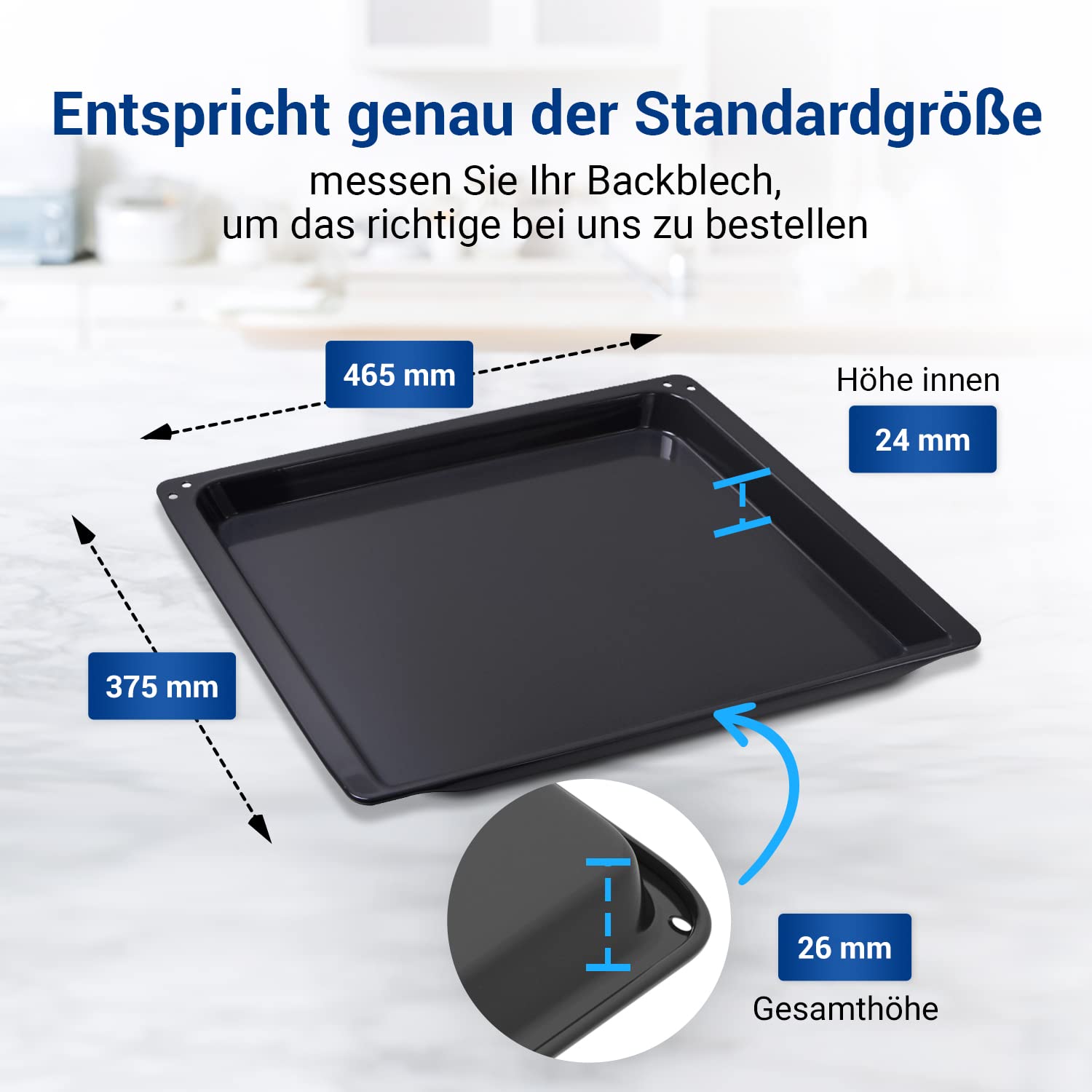 VIOKS Blacha do pieczenia emaliowana, 465 x 375 x 26 mm, zamiennik do Neff Z1342X0 00574910 blacha do piekarnika - blacha do piekarnika Siemеns Constructa Bosch - Baking Sheet