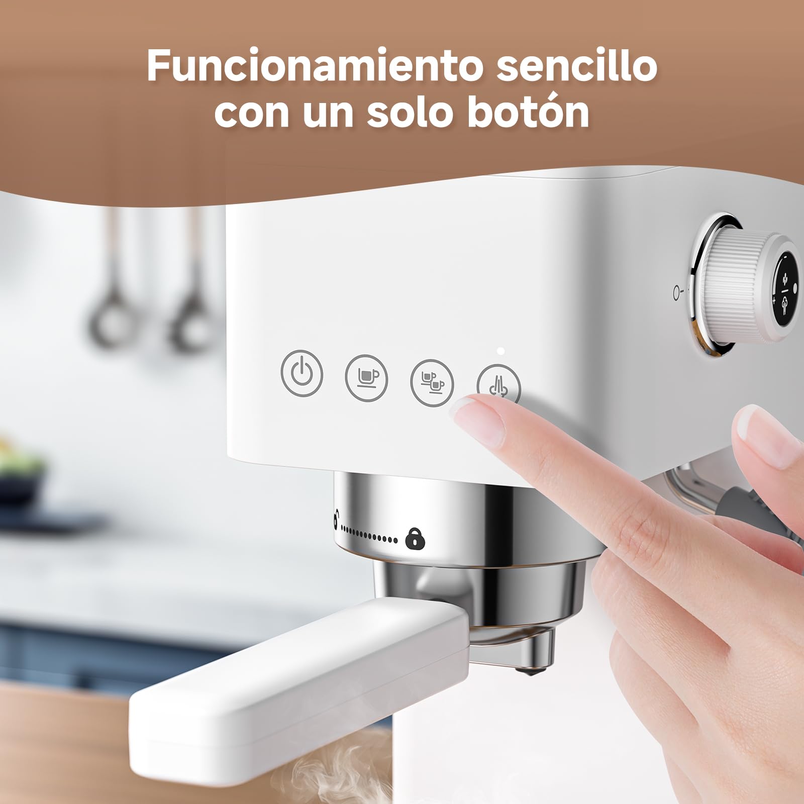 AMZCHEF Machine À Café Expresso 20 bars, avec mousseur à lait professionnel, petite machine à café pour cappuccino, latte et macchiato, réservoir d'eau de 1,5 L, blanche