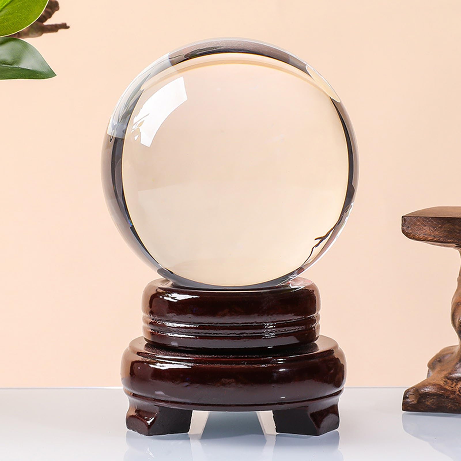 Feng-Shui-Kristallkugel, handgefertigte mehrfarbige Kristallkugel mit Holzständer, Elegante Wahrsagekugel aus Glas, Quarz-Fotografiekugeln,A,10cm