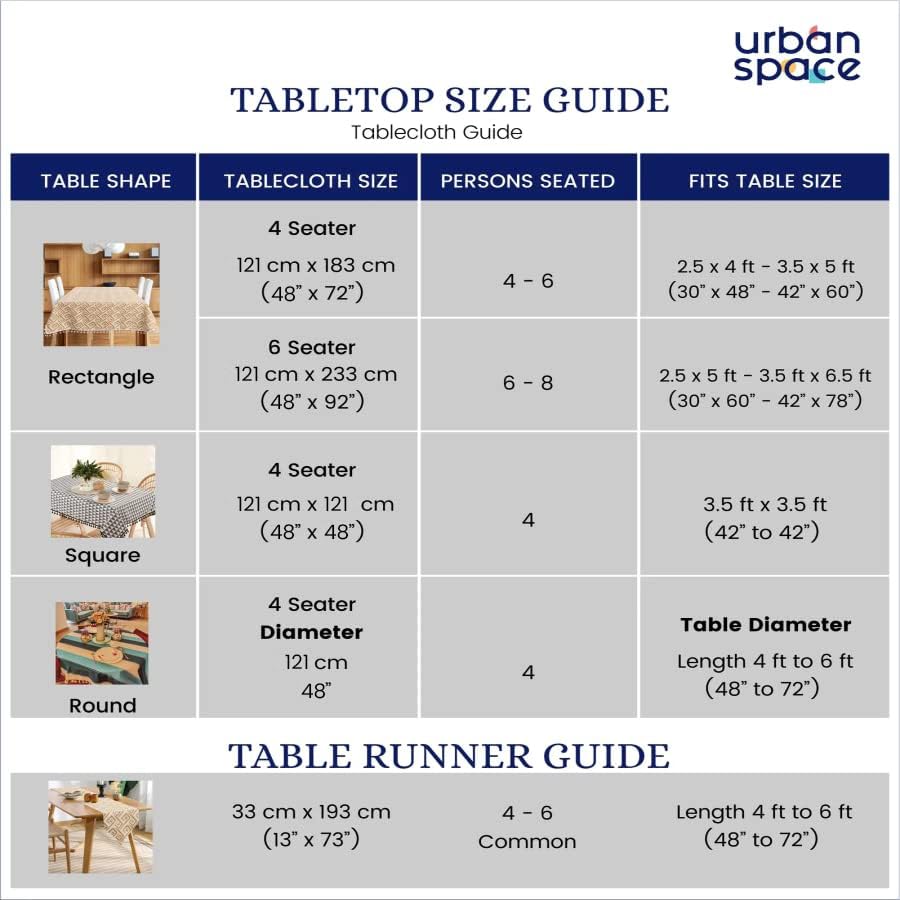 Image of Urban Space 100% Cotton Square Dining Table Cover, Printed Anti Skid Table Cloth for Dining /Center Table, for Upto 4 ft x 4 ft Table (Size - 48 inch x 48 inch - Square, Basics Taupe)