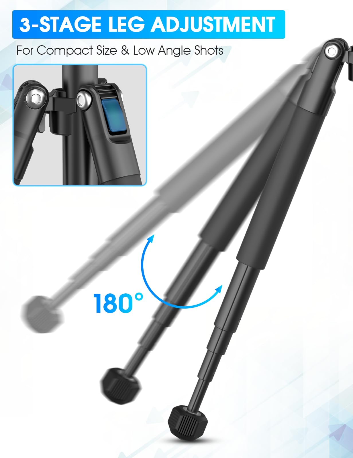 ULANZI MT-63 Mini treppiede per telefono, 57 pollici, portatile, pieghevole, in lega di alluminio, treppiede per fotocamera estensibile con clip per telefono 2 in 1, testa a sfera a 360°, treppiede