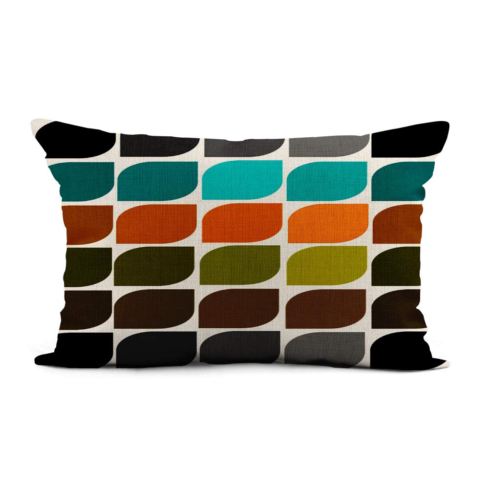 Topyee Throw Pillow Cover 12x20 Inch Atomic Mid Century Modern Abstract Era Inspired Retro Eames Home Decor Pillowcase Lumbar Pillow Case Cushion Cover for Sofa Couch Bed