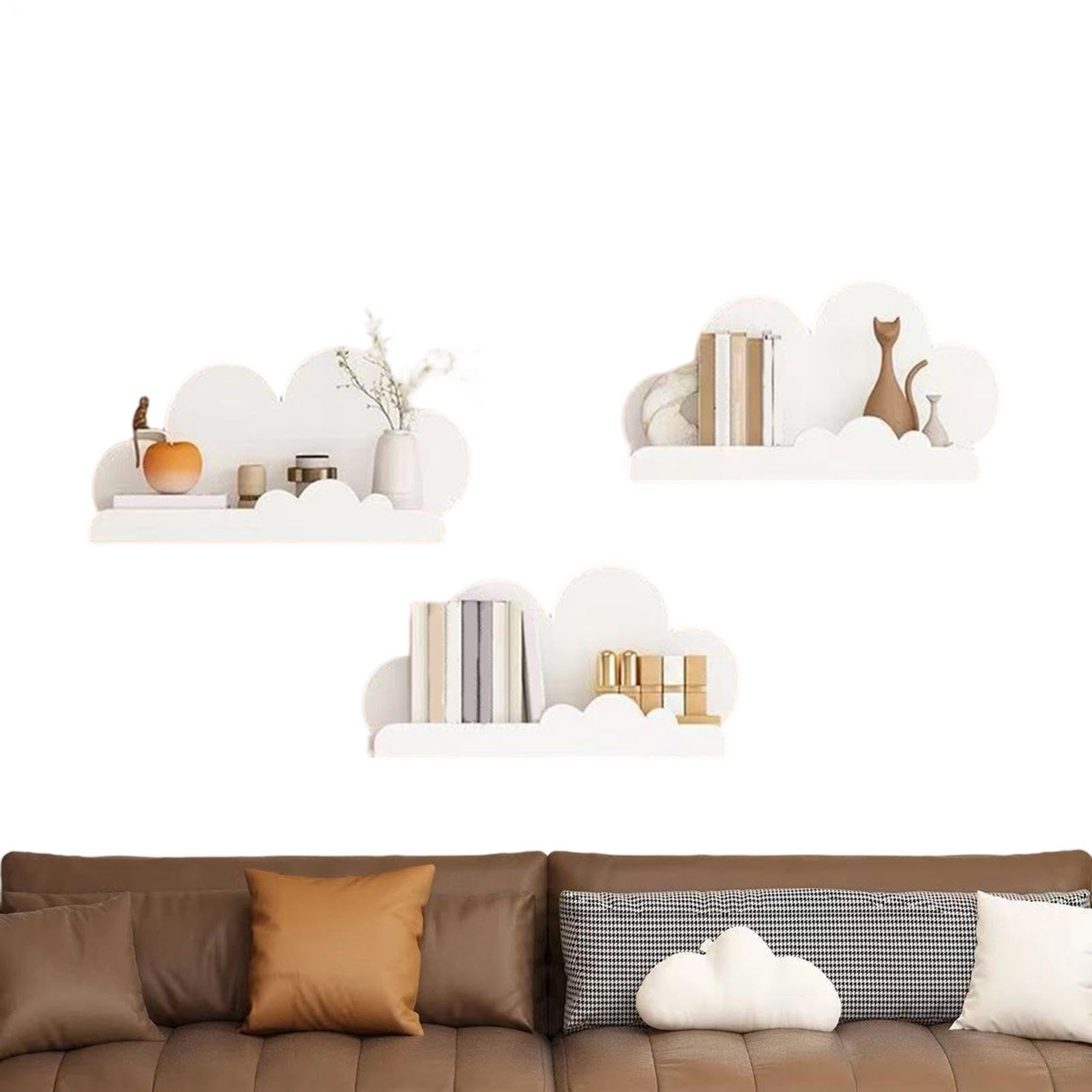 Étagère murale à 3 niveaux de rangement bois pour salon et chambre