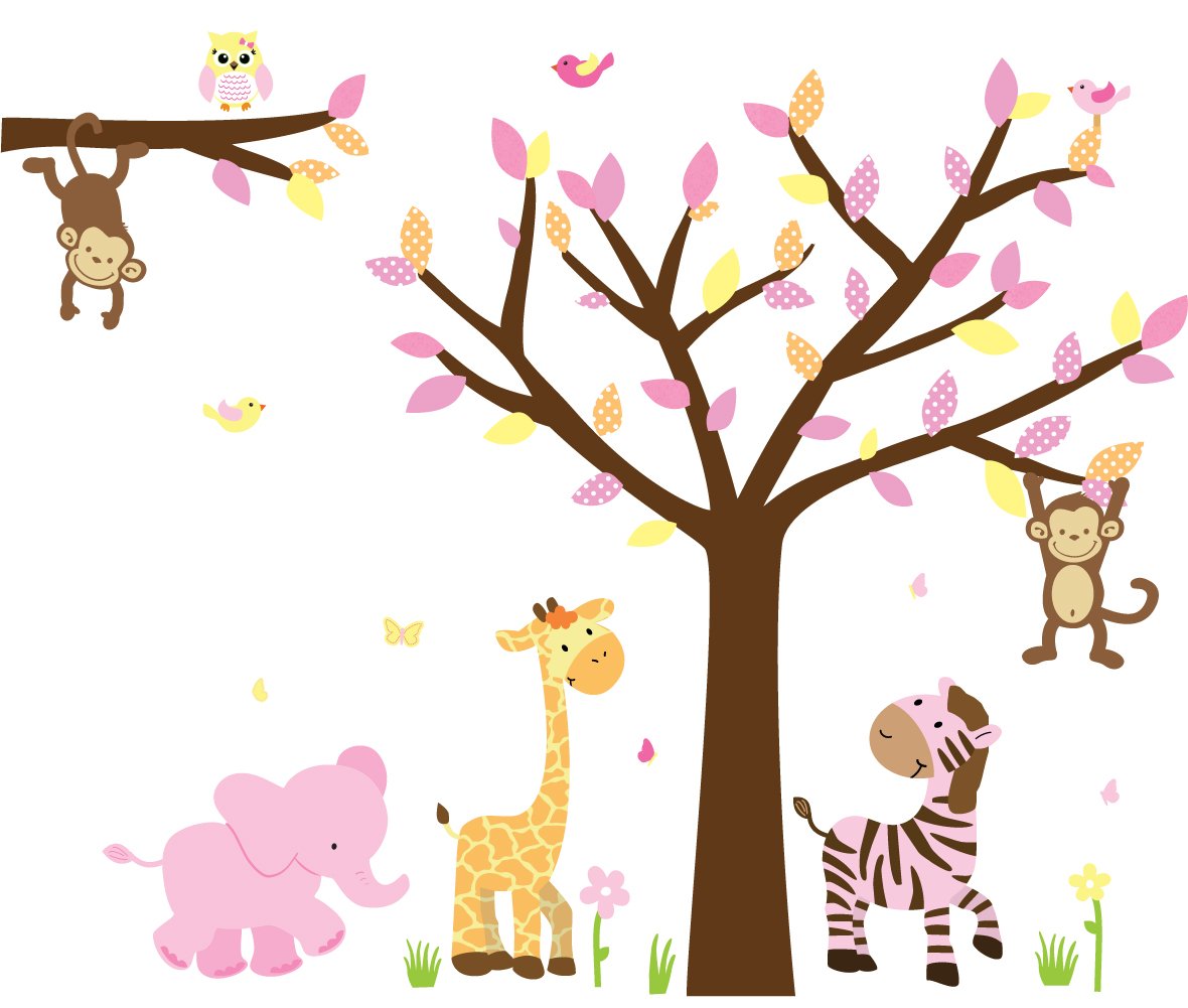 Nursery Decals and More Safari Wall Decor Peachy Pink