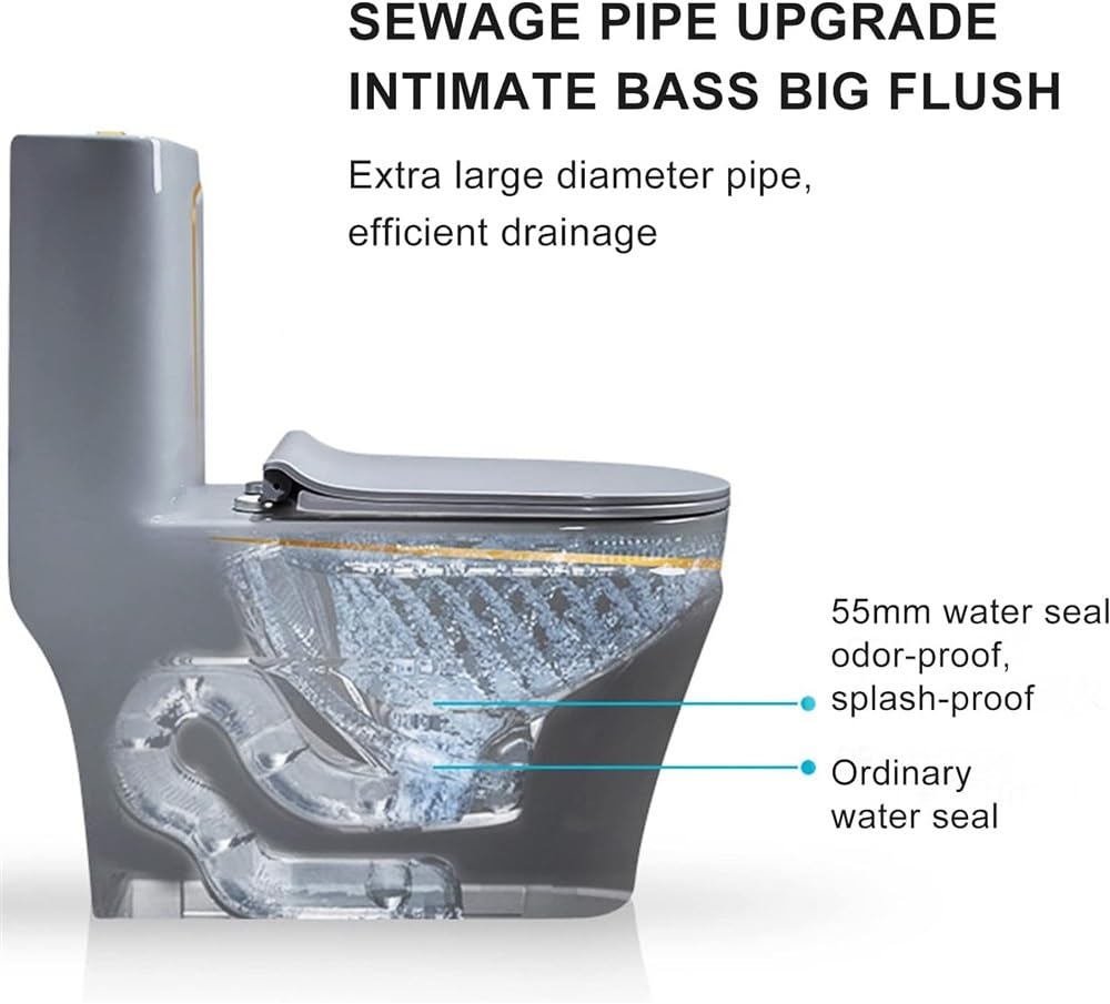 WC monobloc avec siège confortable, double chasse d'eau, cuvette de toilette standard pour salle de bain