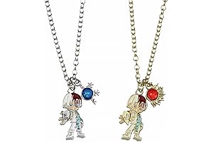 My Hero Academia Shoto Todoroki Fire and Ice Best Friend Necklace 2 Piece Set