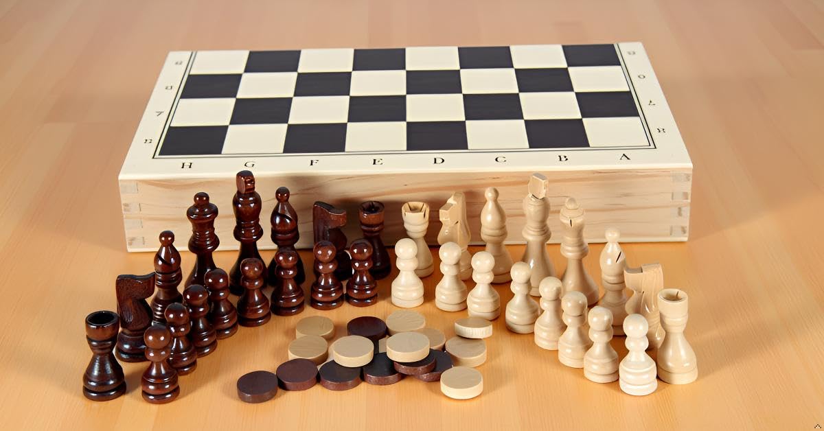 Aquamarine Games CP1070 - Ajedrez, damas y backgammon en estuche, 2 jugadores
