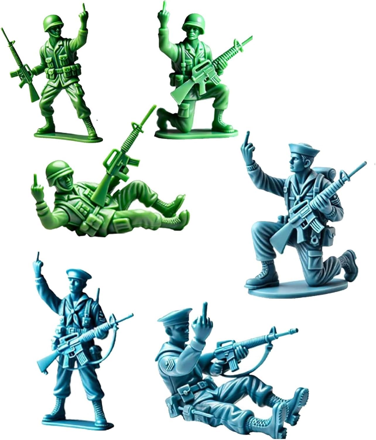 Aicoyiu Funny Green Army Men Action Figures, Funny Blue Navy Man, Gag Army Men Action Figures Statue, Novelty Mini Soldier Statue for Desktop Decorations Military Themed Party (I)