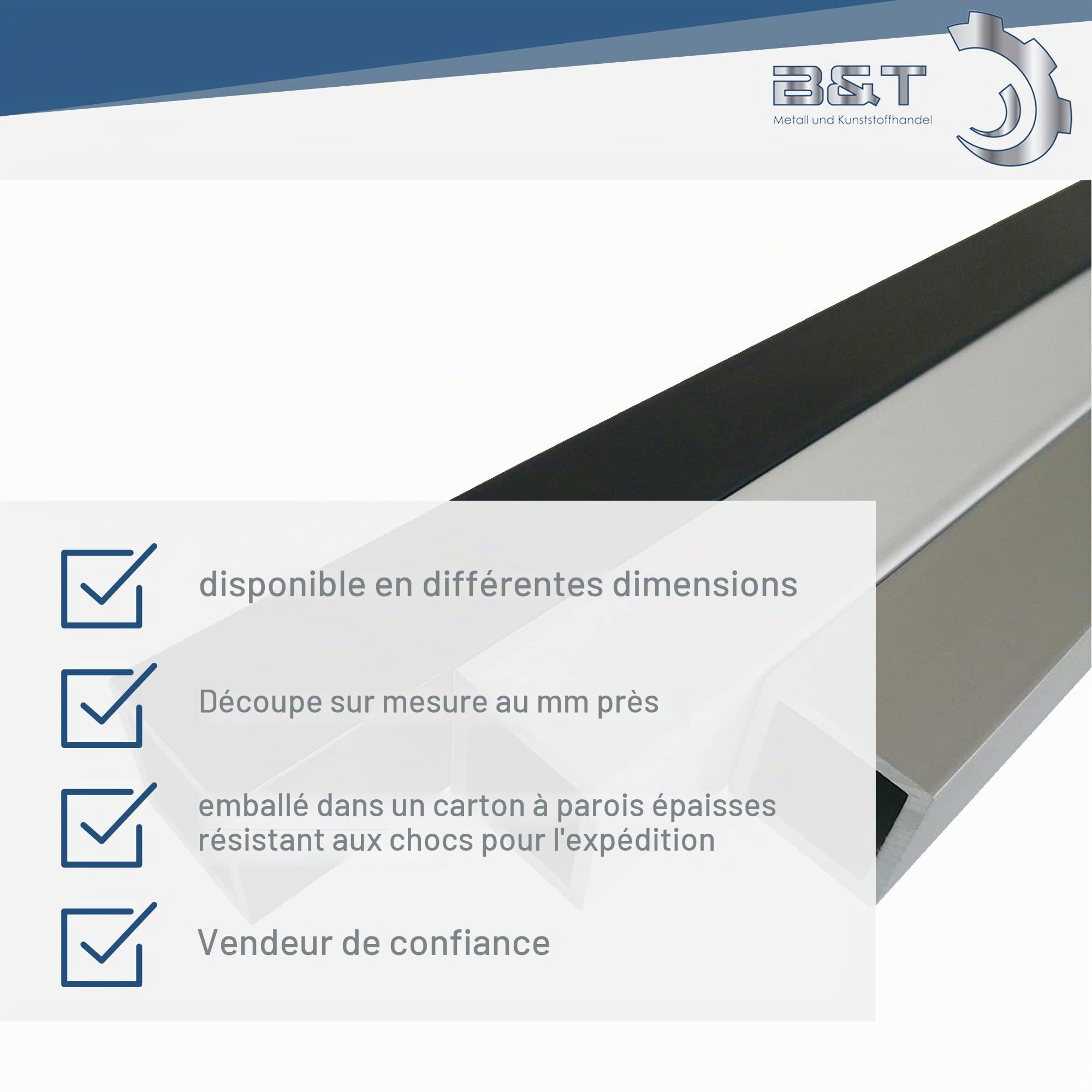 B&T Tuyau carré en aluminium revêtu par pulvérisation