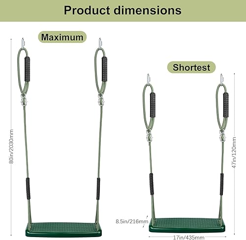 Miniatura 5 de Juego de columpios de plástico de repuesto resistente, columpio colgante antideslizante para árbol con cuerda ajustable, accesorios para asiento de