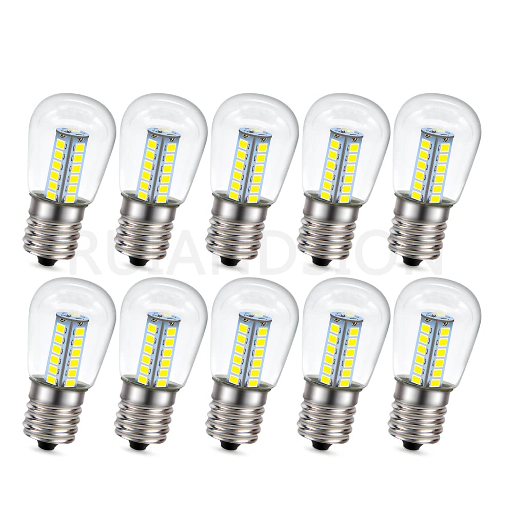 Ruiandsion E17 LED Refrigerator Light Bulb 220V AC White 2835 25SMD LED Clear Bulb for Freezer Ceiling Home Lighting Lamp (Pack of 10)