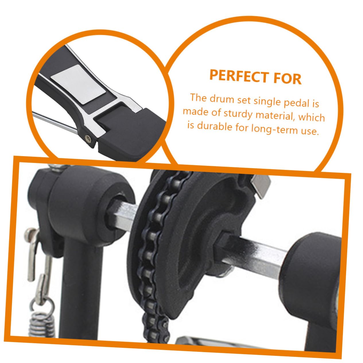 Pedale Cassa Batteria Singolo, Accessorio per Batteria Nera | Lega Zinco-alluminio e Feltro, Superficie Liscia, Design Classico, Strumento per Pratica