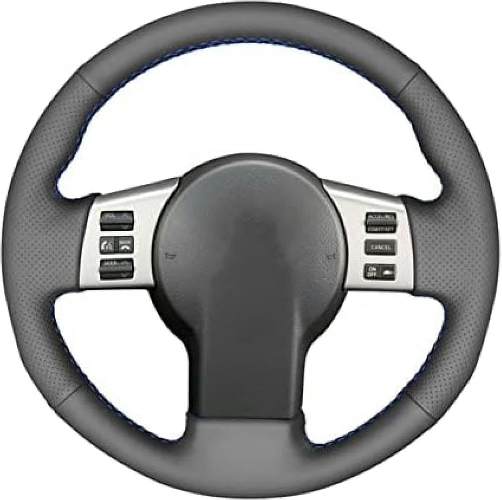Amazon | KHSANIG 車のブラックレザーステアリングホイールカバー