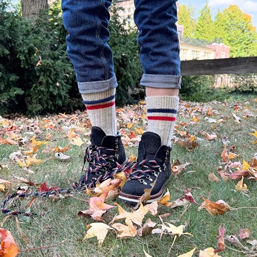 Image of 92% Merino Wool Socks Natural Crew Thick Home Travel Cozy Super- Soft Sock Made in Mongolia