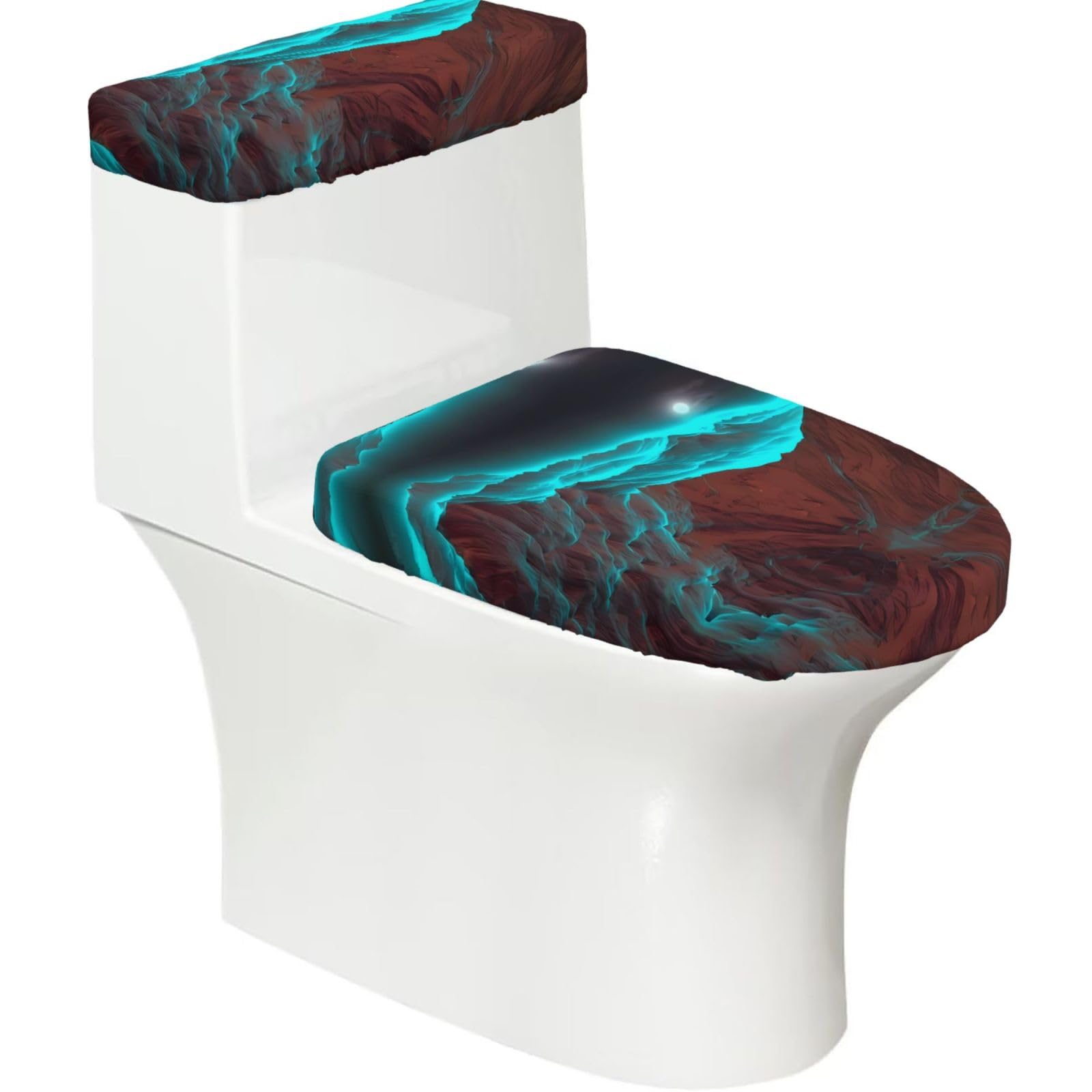 Mrowyc Black Light Mountain Printed Toilet Seat Set - Set Of 2 - Universal Toilet Seat Cover - Housewarming Birthday Christmas Gift