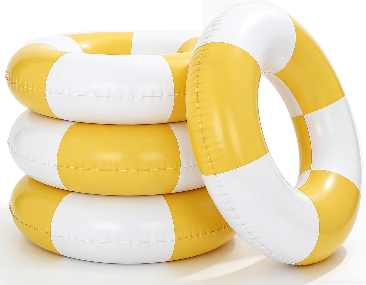 4PCS Inflatable Pool Floats 35" Swimming Rings Large Inner Tube Swimming Pool Swim Rings Pool Lounger Float for Pool Party & Summer (3Q-Yellow,4)